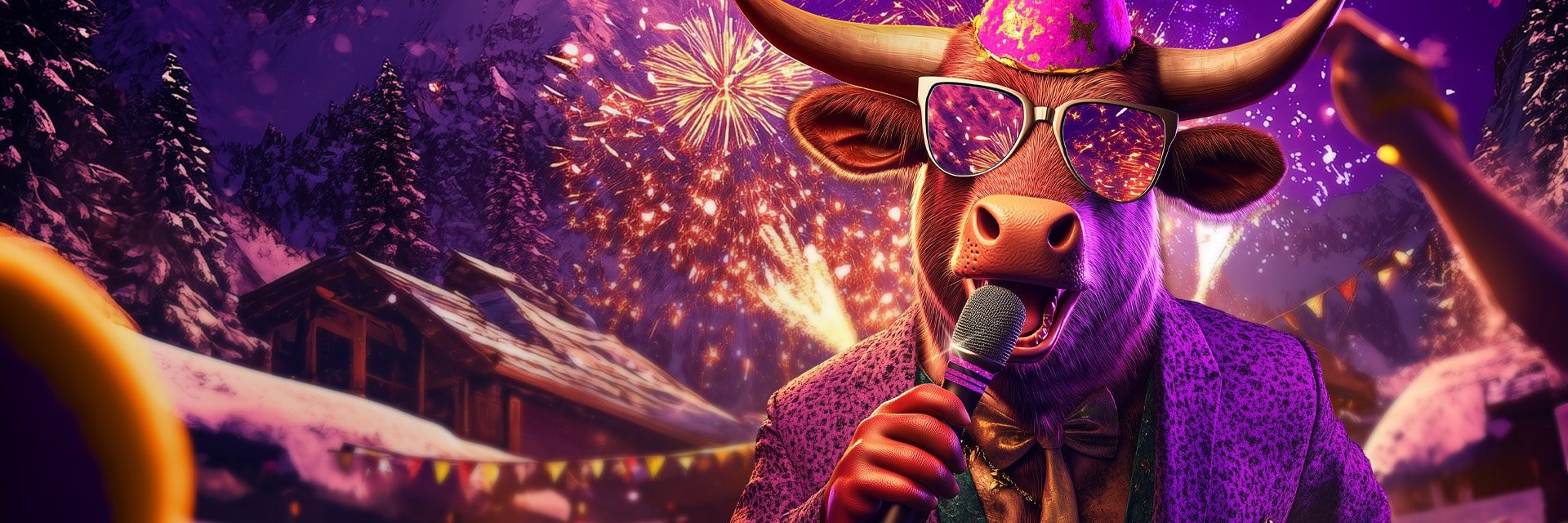Il toro dello Stalet festeggia Capodanno 2026 a Livigno Cantando al Microfono